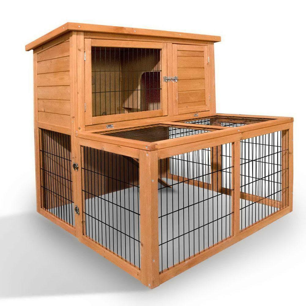 Rabbit Bunny Chicken Chook Coop House 100cm