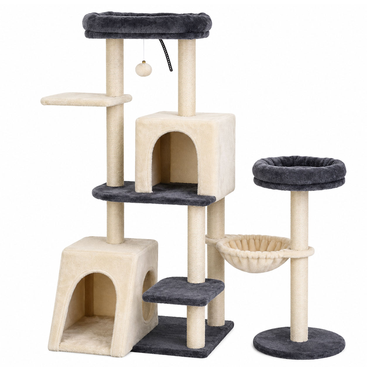 Cat Kitten Toy 133cm Scratching Tree Beige & Grey