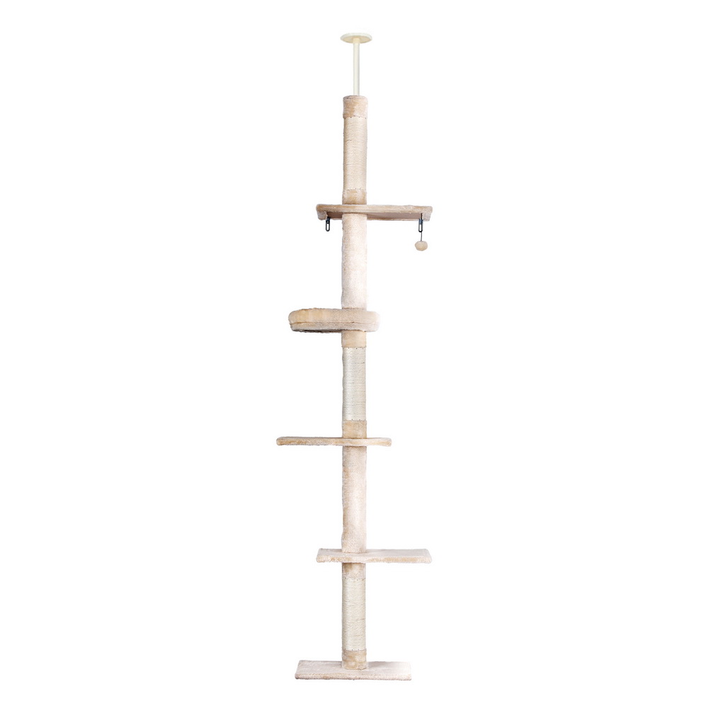 Cat Kitten Toy 290cm Floor to Ceiling Scratching Tree Beige