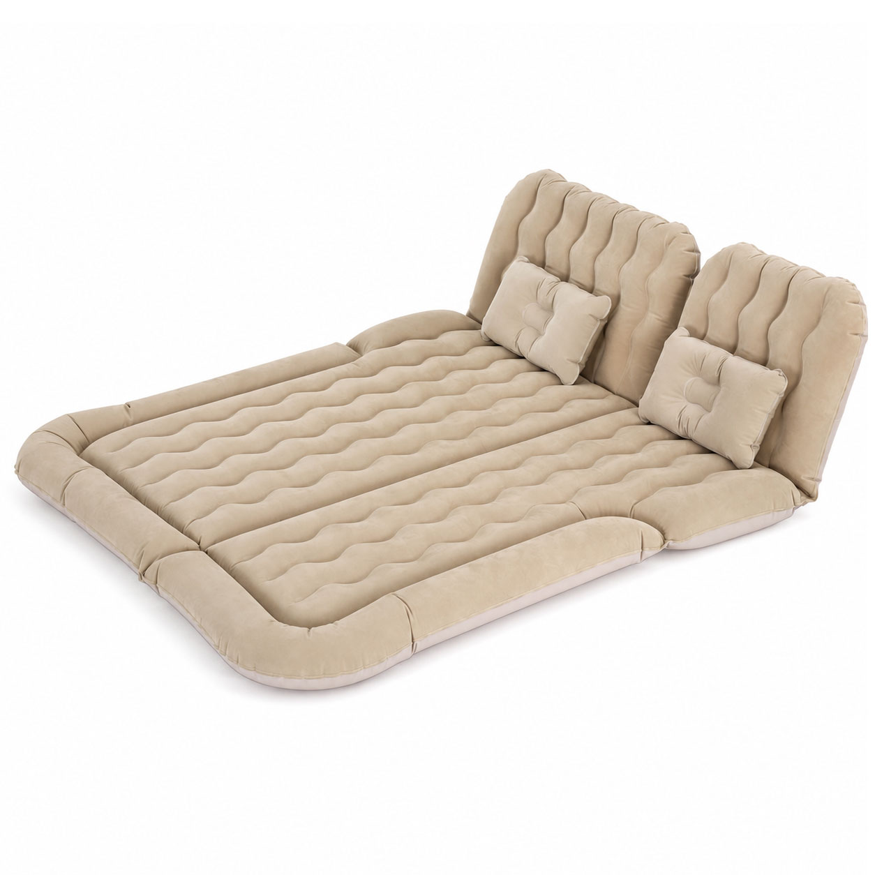 SUV Car Air Mattress Inflatable Camping Bed with Electric Pump Beige
