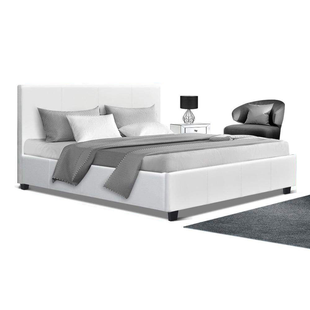 Leather Bed Frame Neo White