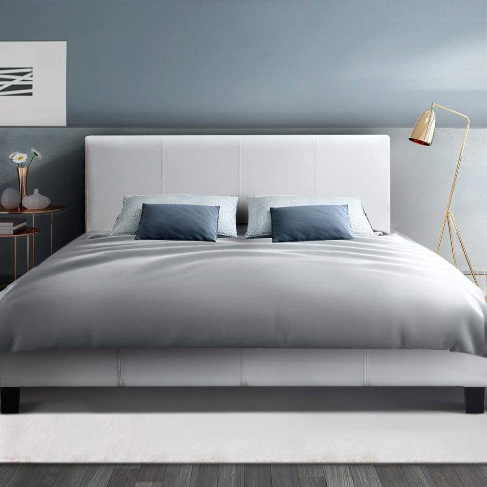 Leather Bed Frame Neo White