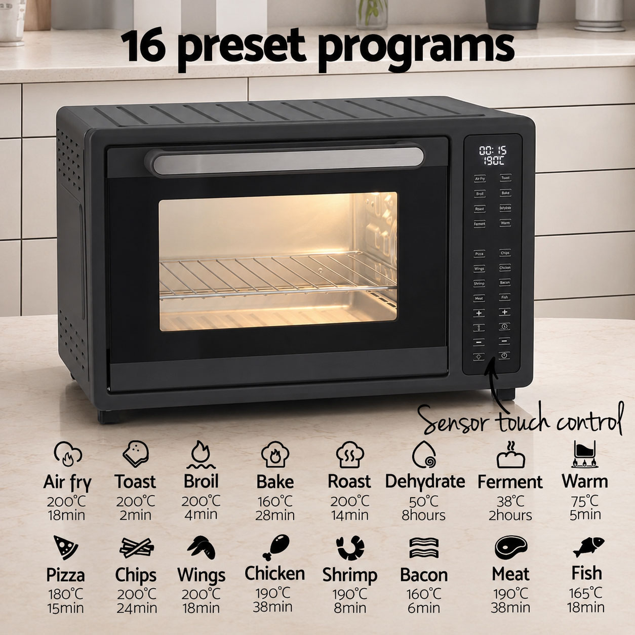 32L Air Fryer Oven 1700W Black