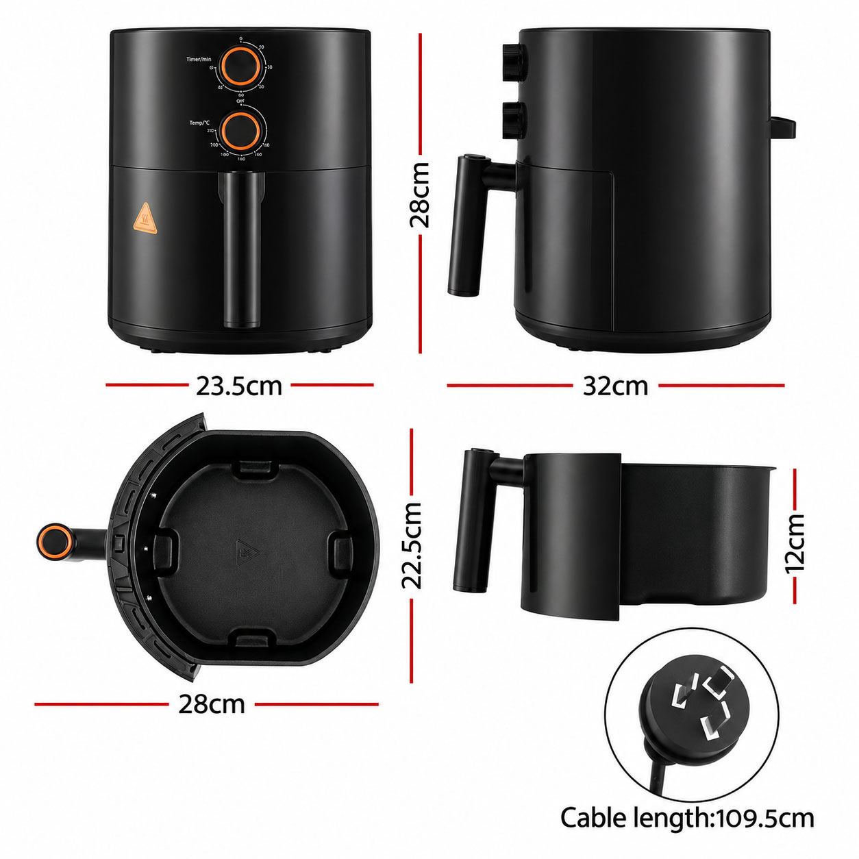 4L Air Fryer 1500W Black
