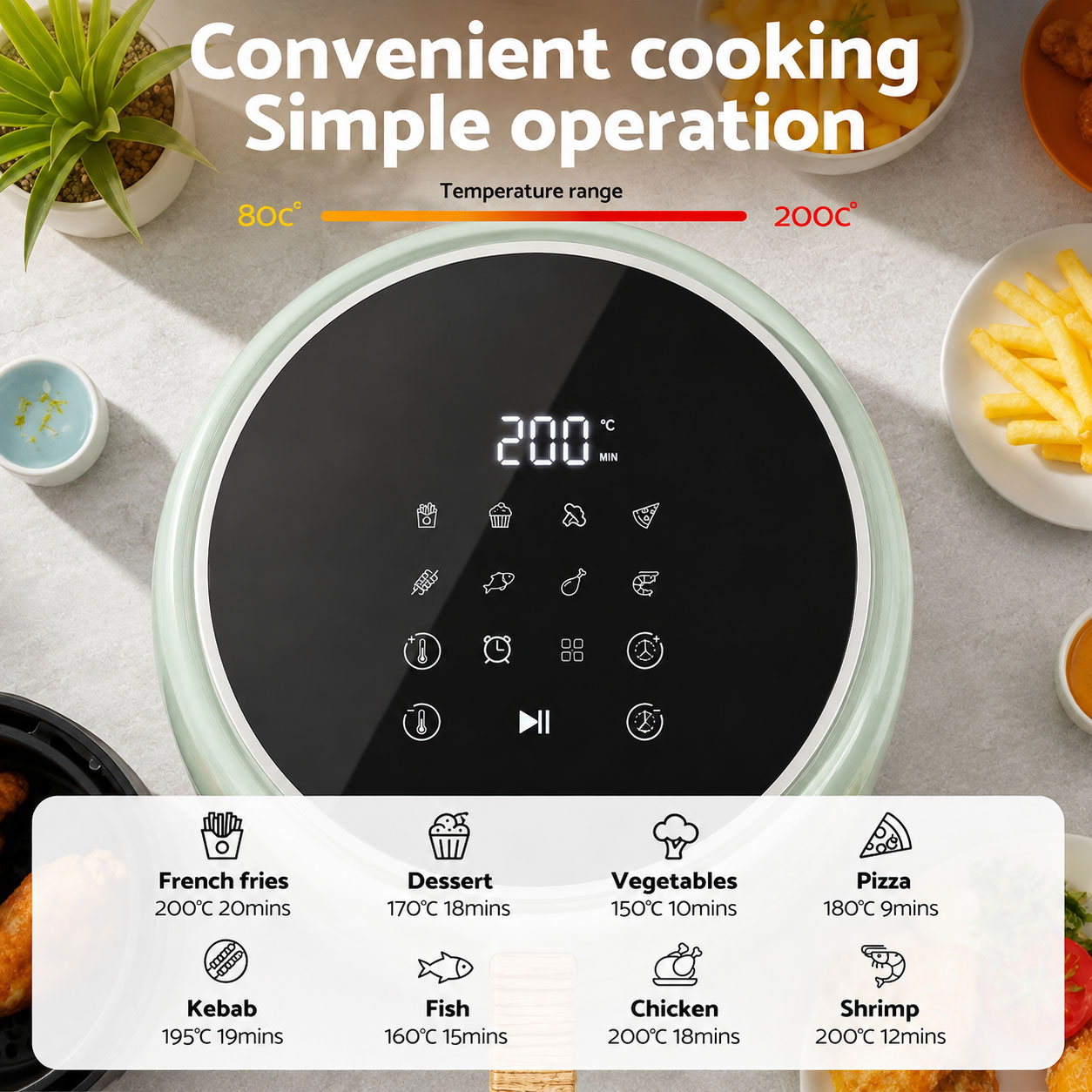 5L Air Fryer 1500W Mint