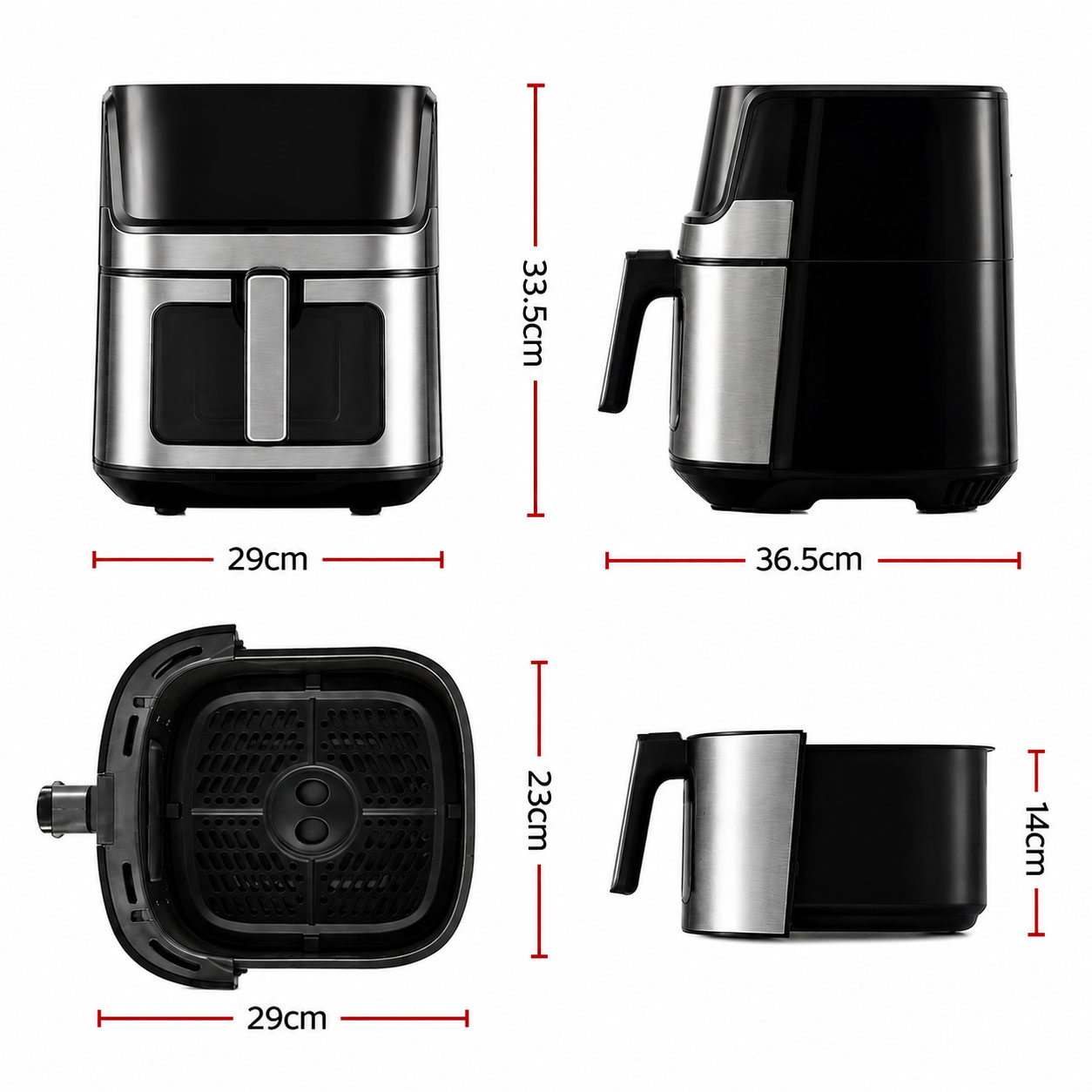 6.5L Air Fryer 1700W Black & Silver