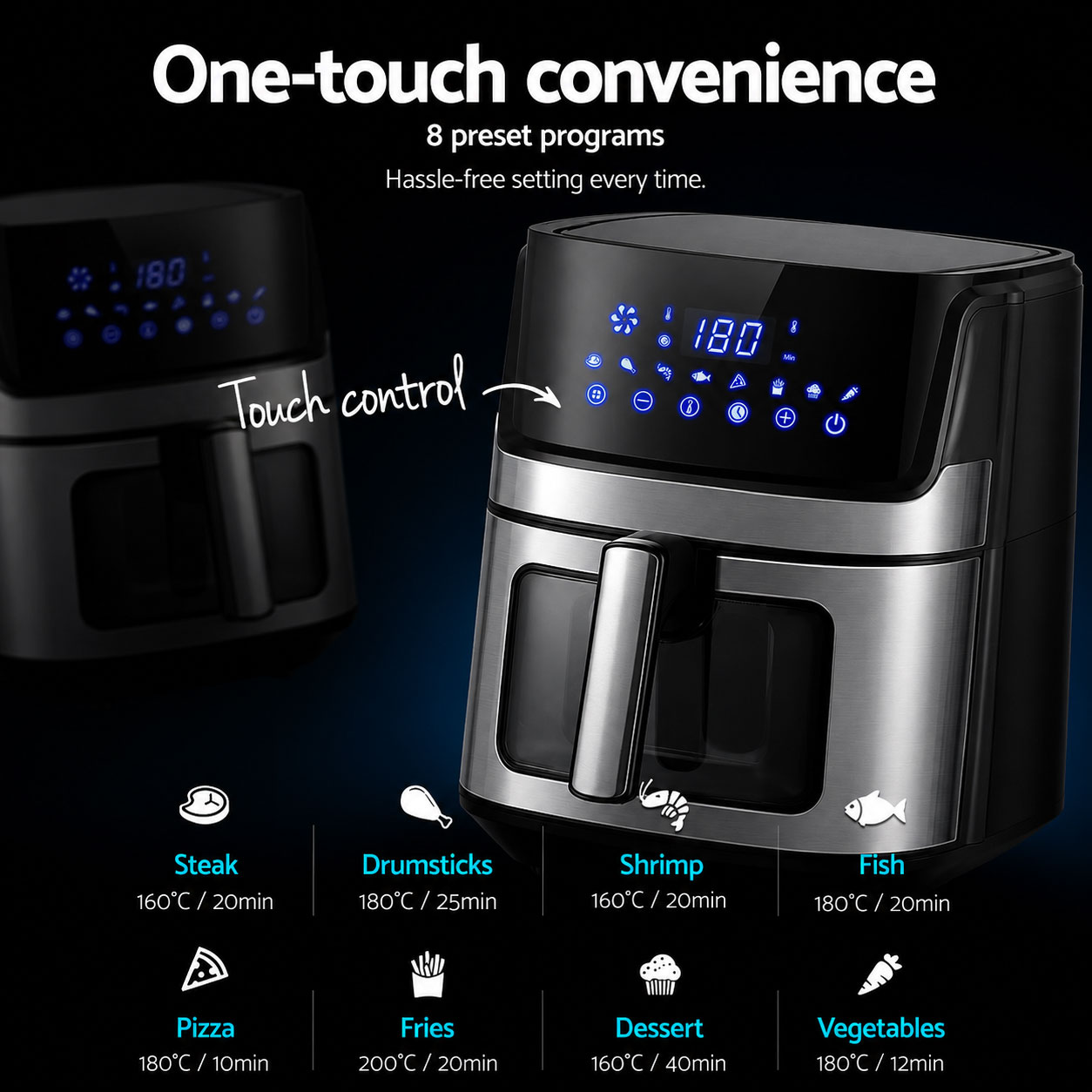 6.5L Air Fryer 1700W Black & Silver