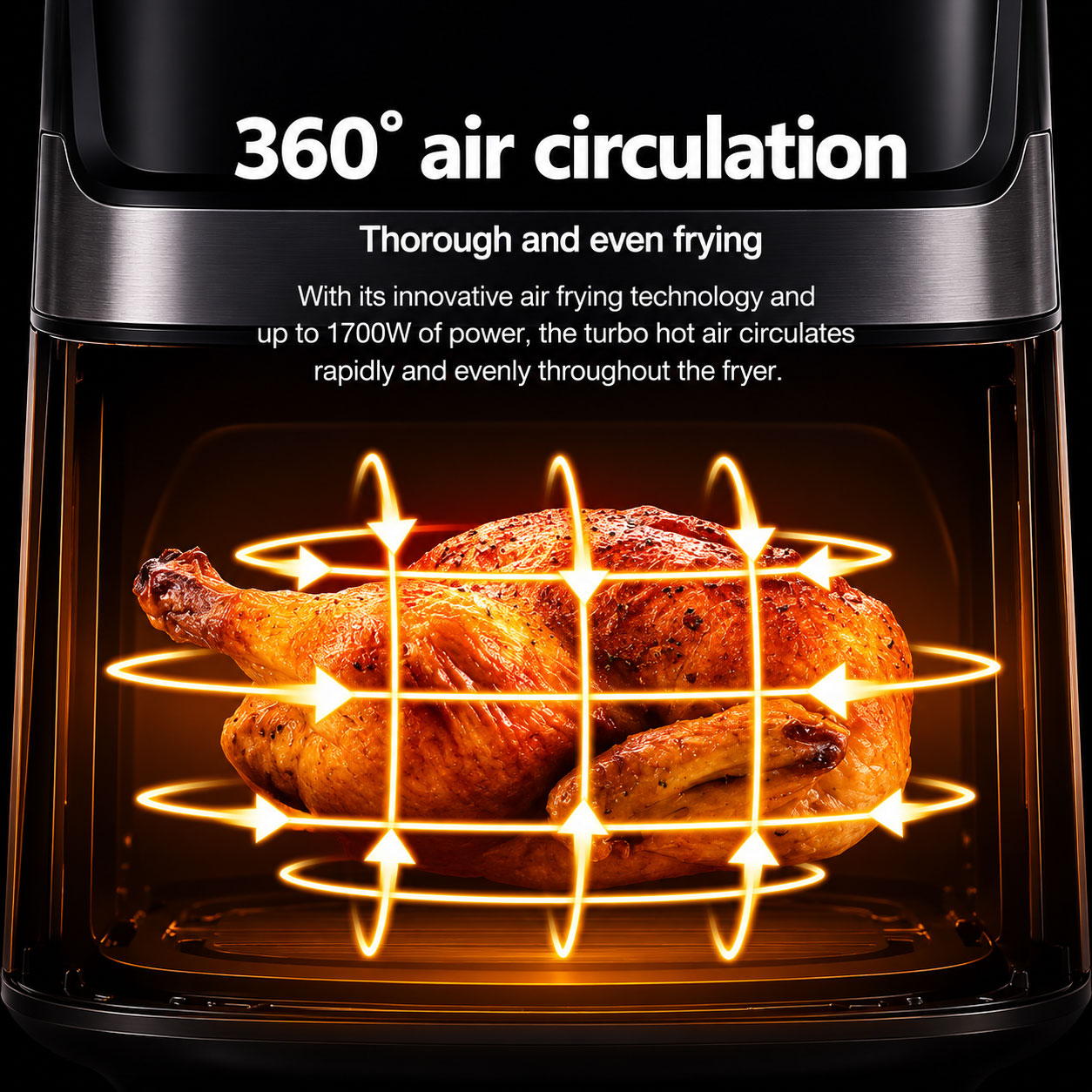 6.5L Air Fryer 1700W Black & Silver