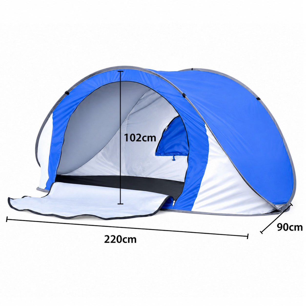 Beach Tent Pop Up Foldable 3 Person Blue