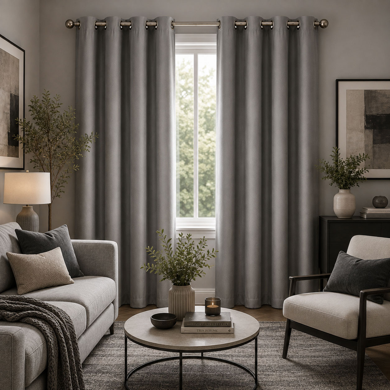 Blockout Curtains Eyelet Matte Dove Grey