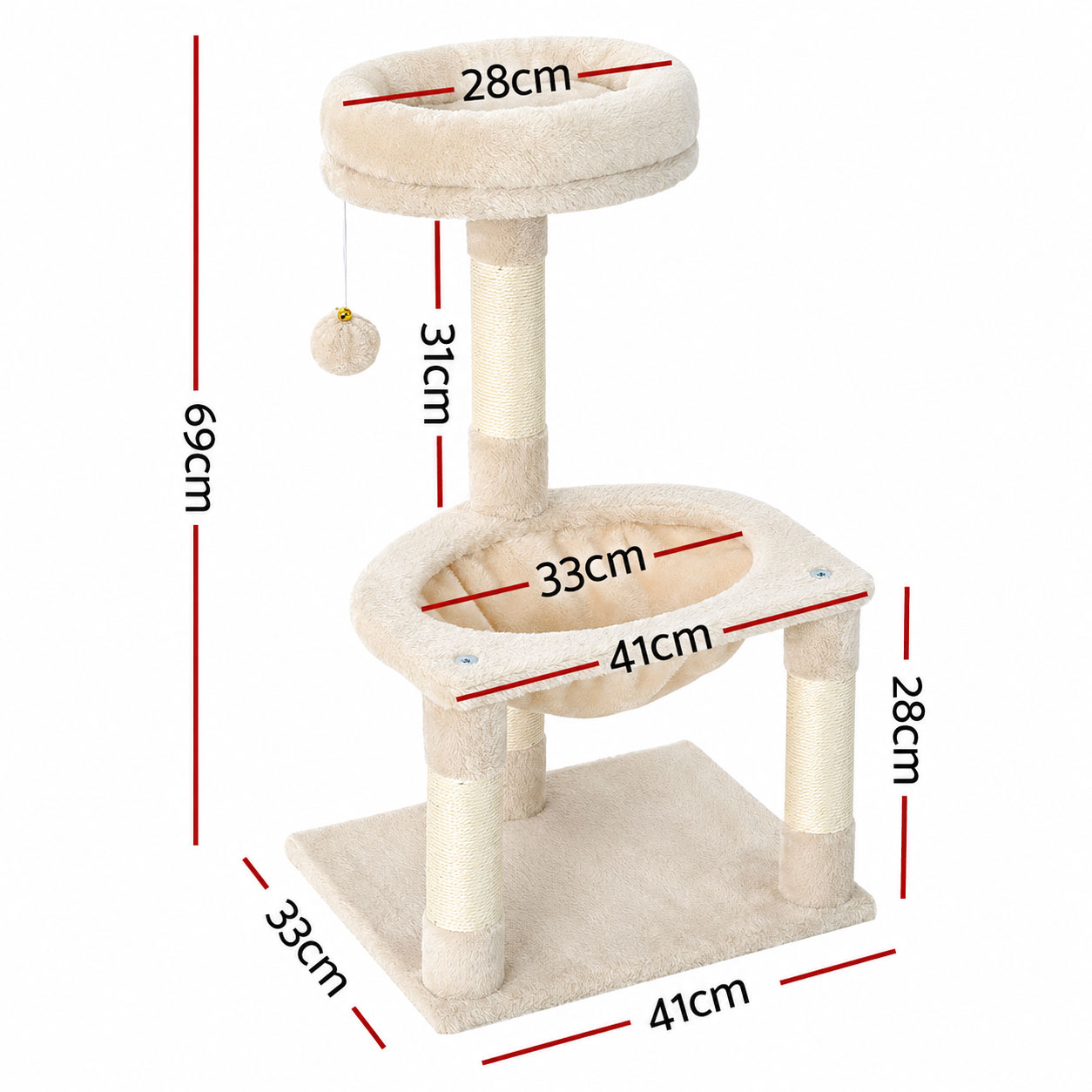 Cat Kitten Toy 69cm Scratching Tree Beige