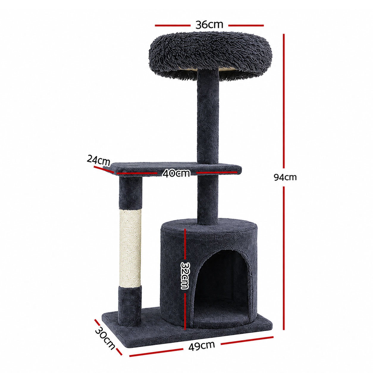 Cat Kitten Toy 94cm Scratching Tree Grey