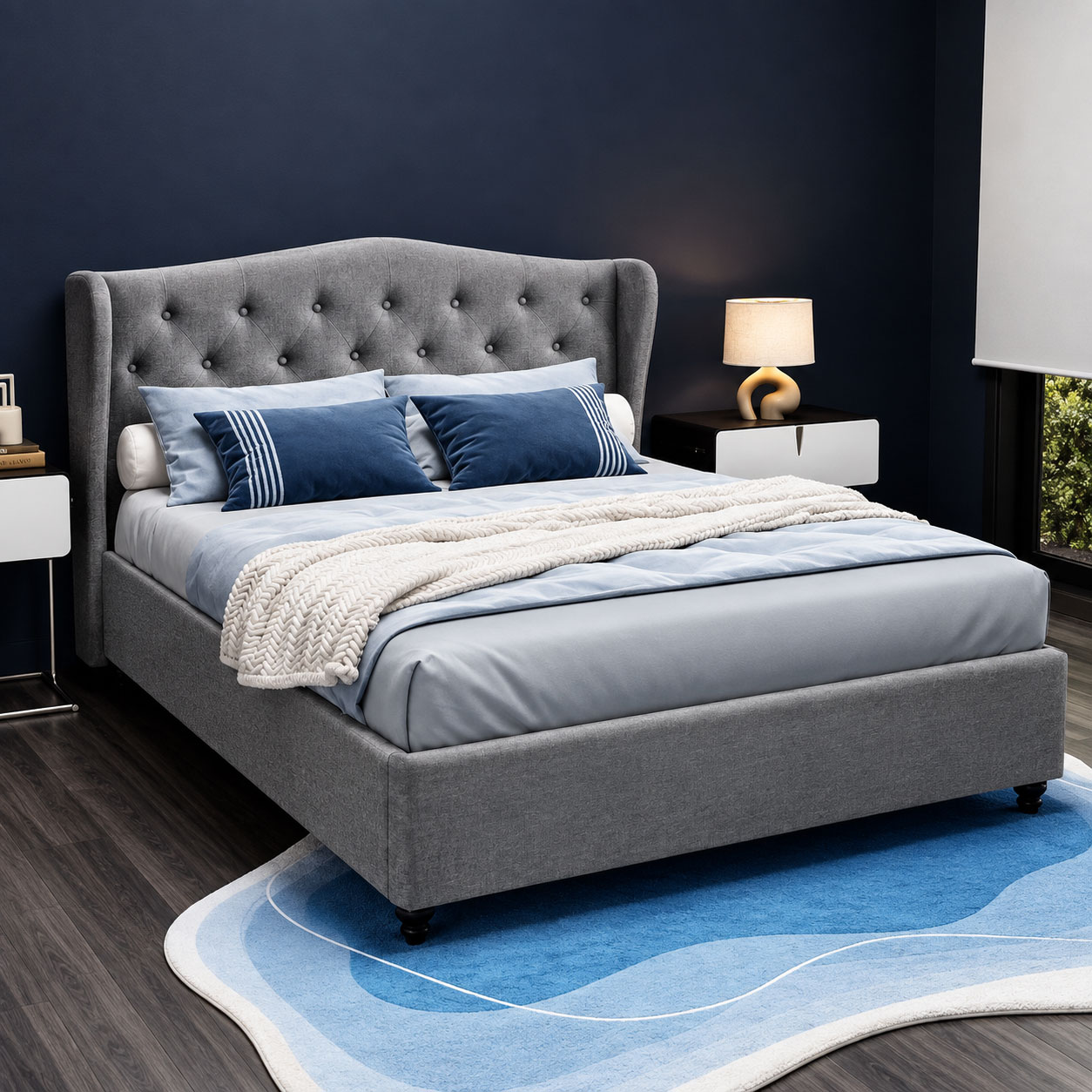 Fabric Bed Frame Pier Grey