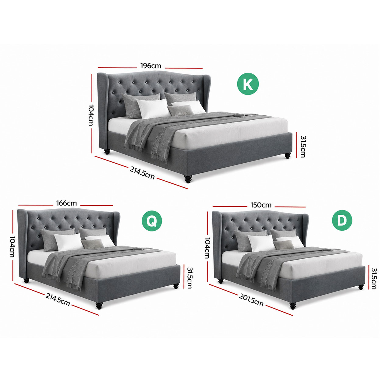 Fabric Bed Frame Pier Grey