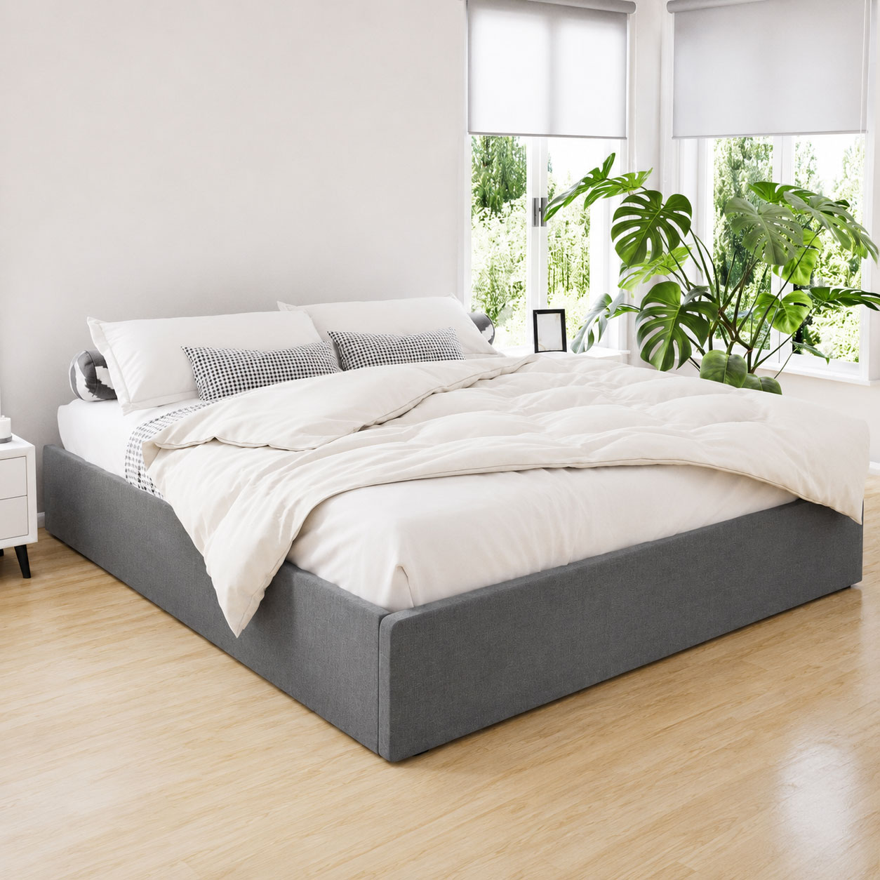 Fabric Gas Lift Bed Frame Toki Grey