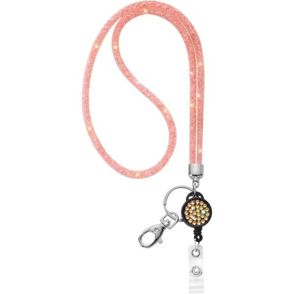 Lanyard Retractable Crystal Bling Cruise Travel ID Champagne