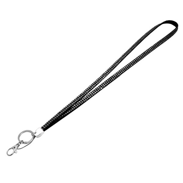 Lanyard Rhinestone Crystal Bling Cruise Travel ID Black
