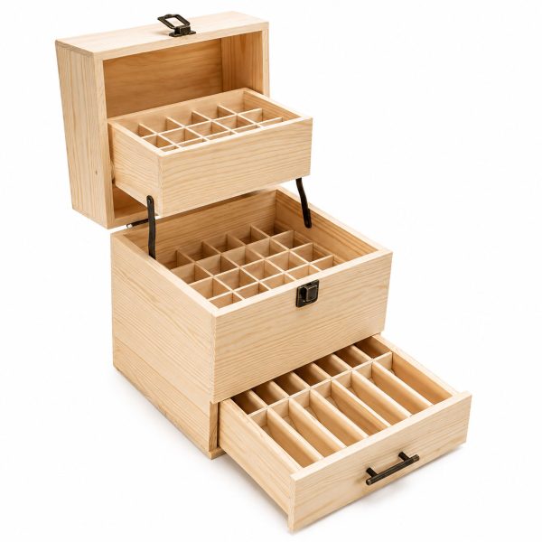 Essential Oil Wooden Storage Box 3 Tier with Drawer