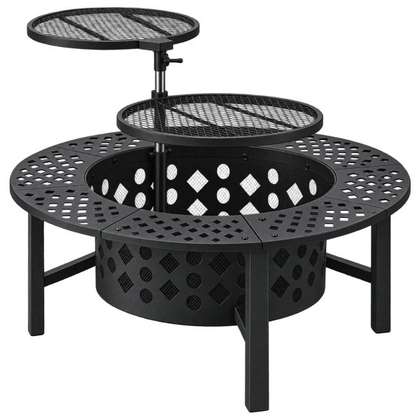 Fire Pit BBQ Table 3-in-1 91cm Round