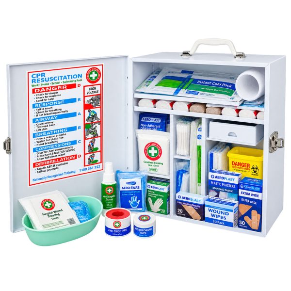 First Aid Kit 128 Piece Food Industry Wall Mount