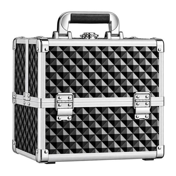 Makeup Case Organiser Professional Aluminium Black Diamond 3 Tray Mirror