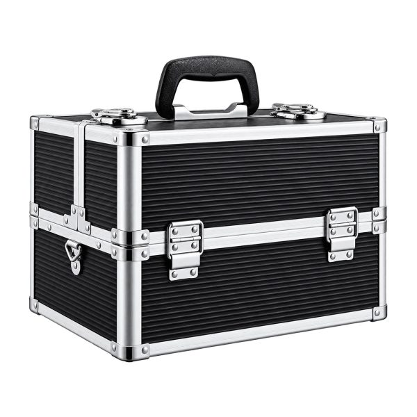 Makeup Case Organiser Travel Aluminium Black