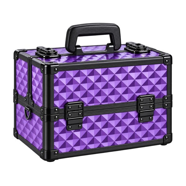 Makeup Case Organiser Travel Aluminium Purple Diamond