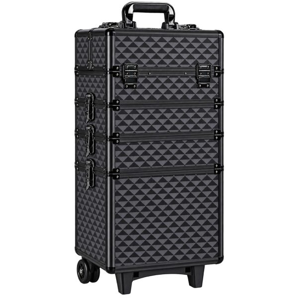Makeup Case Organiser Trolley 7-in-1 Aluminium Black Diamond