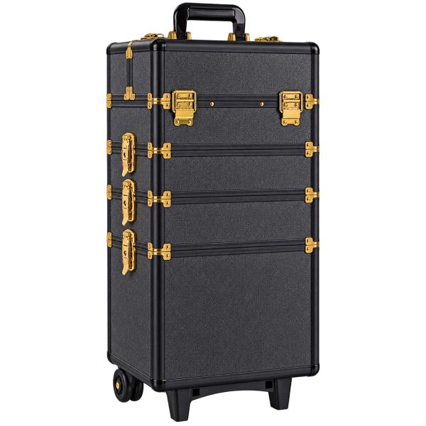 Makeup Case Organiser Trolley 7-in-1 Aluminium Black Gold