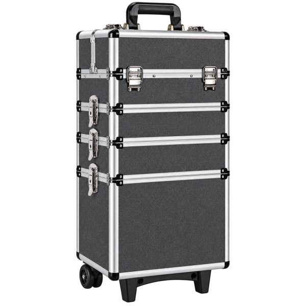 Makeup Case Organiser Trolley 7-in-1 Aluminium Black Silver