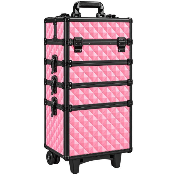 Makeup Case Organiser Trolley 7-in-1 Aluminium Pink Diamond
