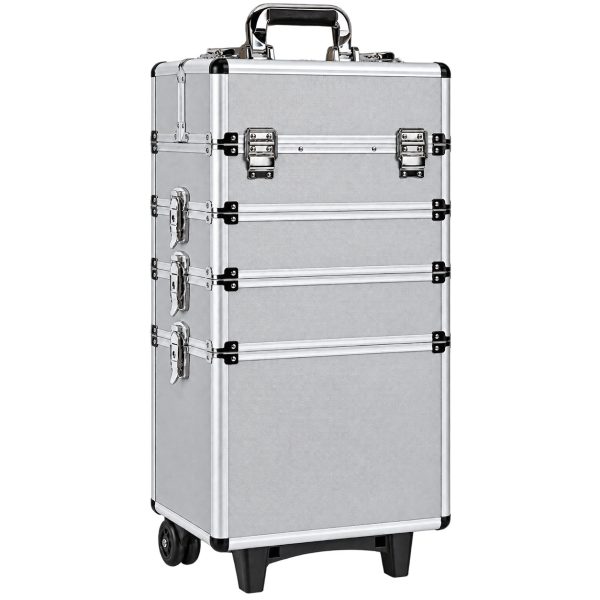 Makeup Case Organiser Trolley 7-in-1 Aluminium Silver