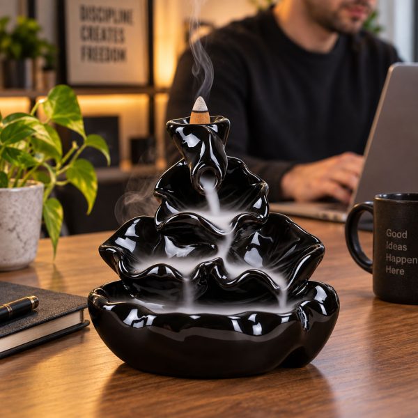Backflow Incense Burner Mountain Black