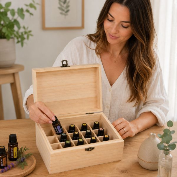 Essential Oil Wooden Storage Box 15 Compartments
