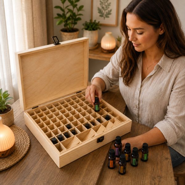 Essential Oil Wooden Storage Box 74 Compartments