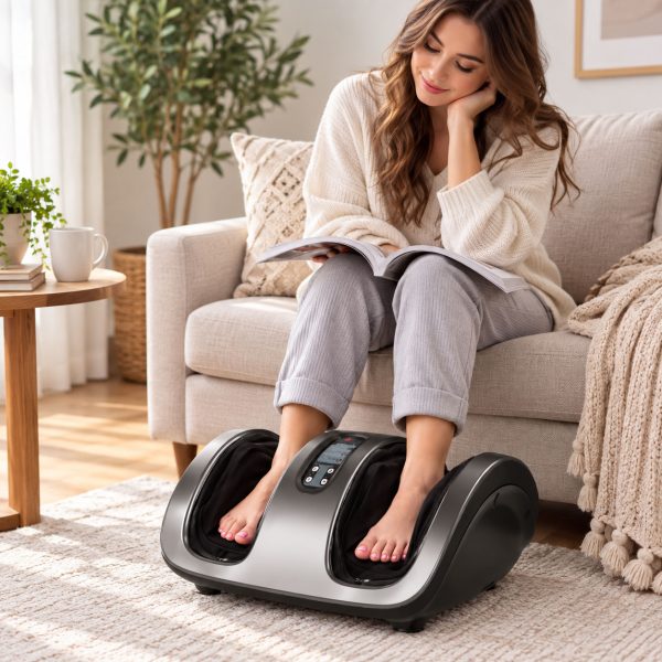 Foot Massager 360 Degree Air Compression Kneading & Roller Silver