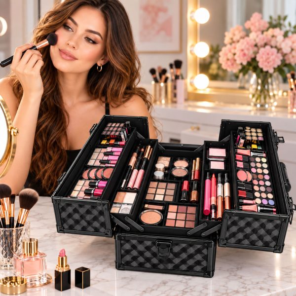 Makeup Case Organiser Travel Aluminium Black Diamond
