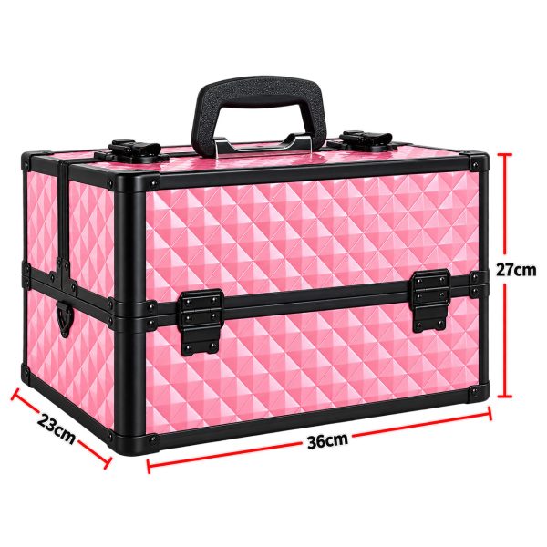 Makeup Case Organiser Travel Aluminium Pink Diamond