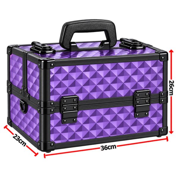 Makeup Case Organiser Travel Aluminium Purple Diamond