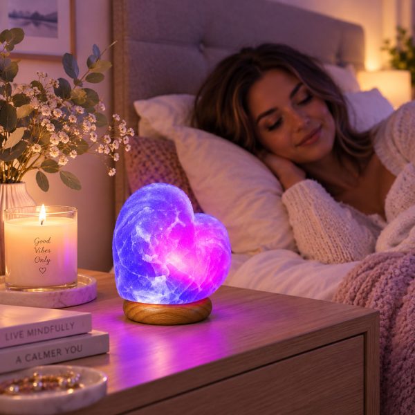 USB Colour Changing Himalayan Salt Lamp Heart