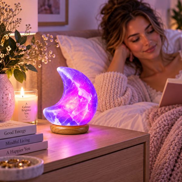 USB Colour Changing Himalayan Salt Lamp Moon